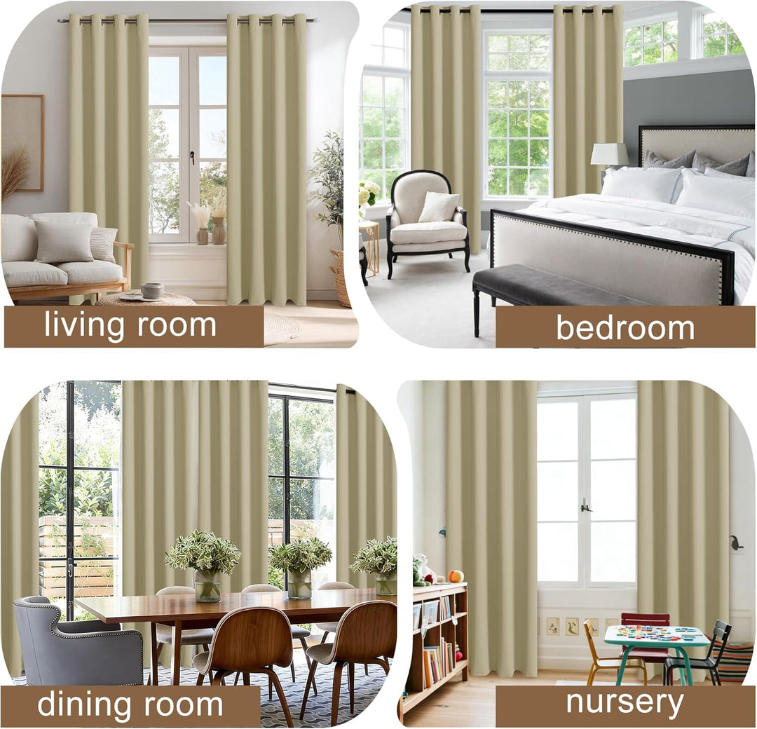 JIUZHEN Blickdicht Vorhänge Gardinen Ösenvorhang für Schlafzimmer Wohnzimmer,Taupe Verdunkelungsvorh