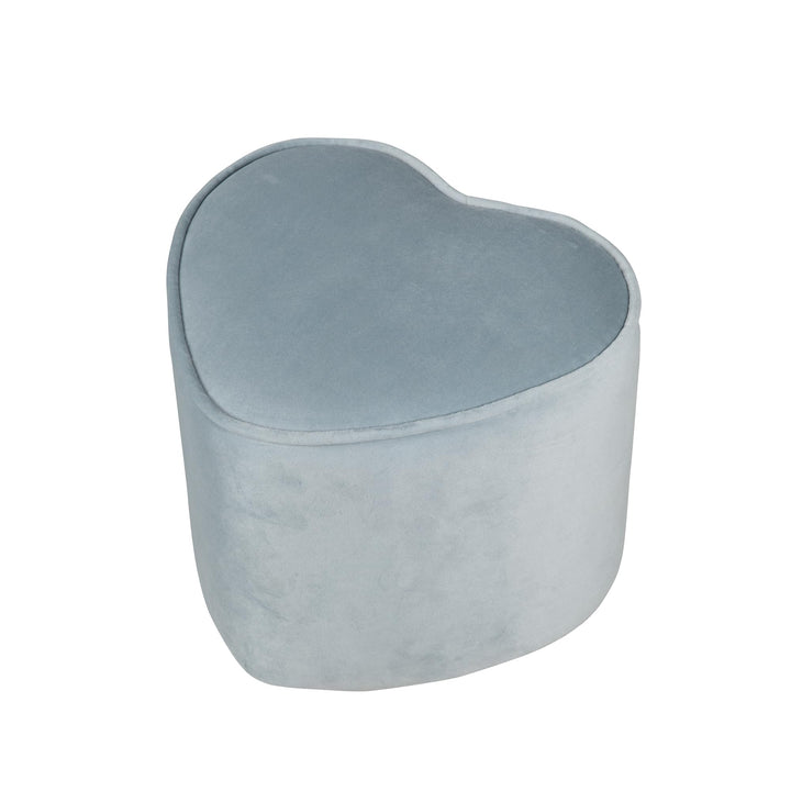 roba Kinderhocker Lil Sofa in Herzform - Bequemer Hocker in blauem Samtstoff - Polstermöbel Pouf für