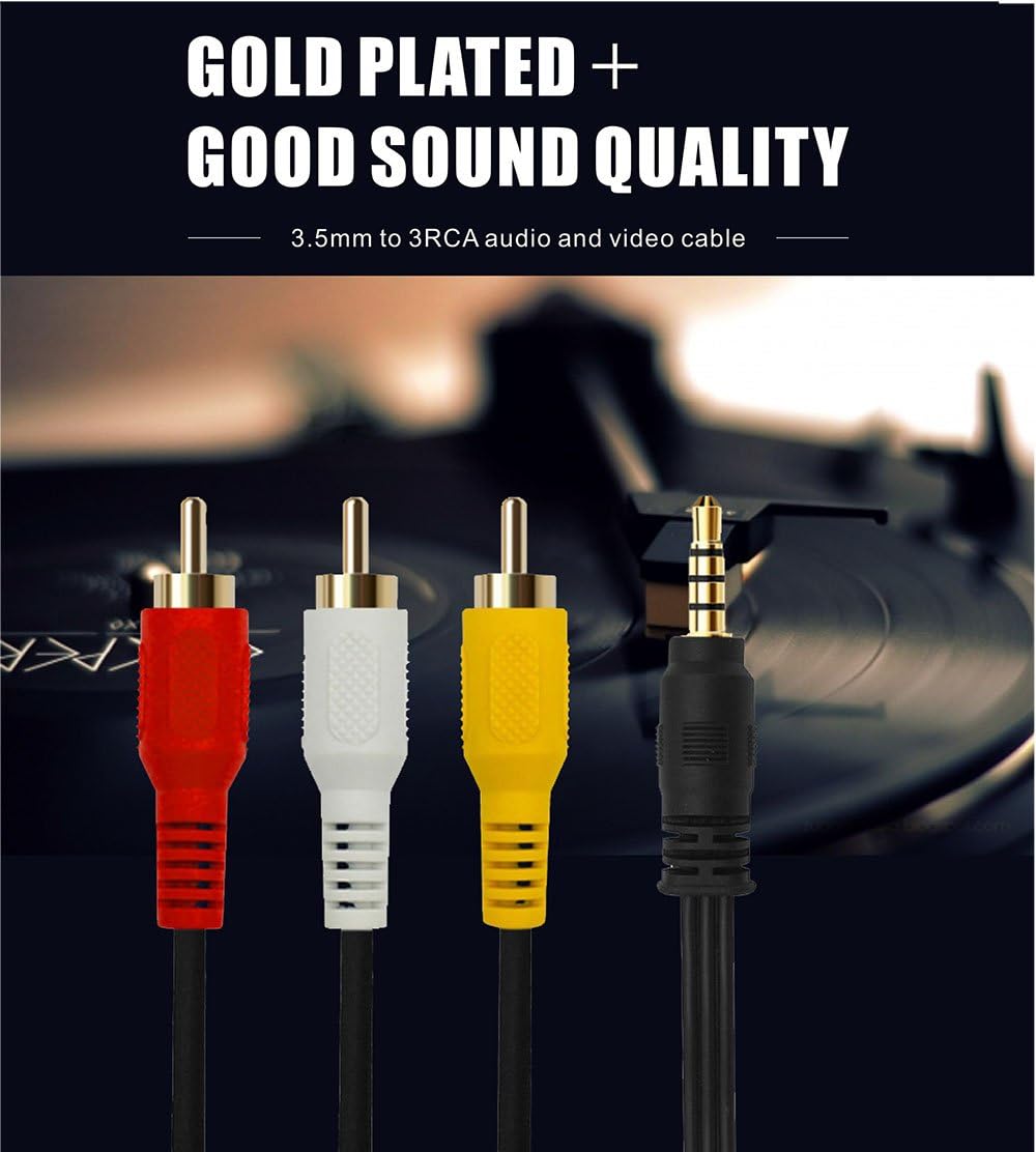 QiCheng & LYS Av camcorder video kabel, 3,5 mm Stecker auf 3 RCA Stecker Stereo Audio Video AUX Kabe