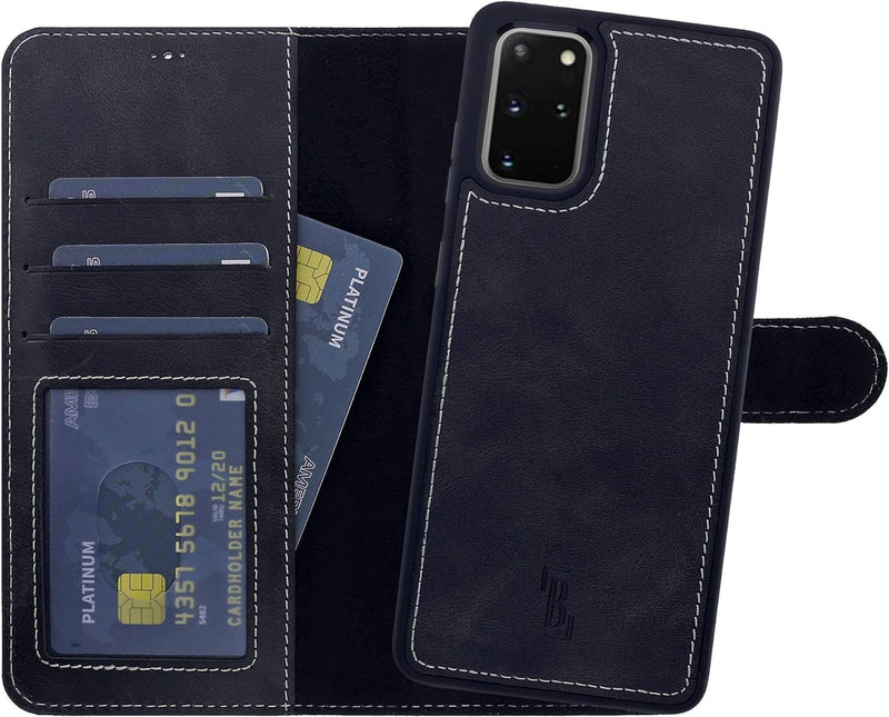 Burkley 2-in-1 Leder Handytasche für Samsung Galaxy S20 - Abnehmbares Back Cover, 360° Schutz, RFID