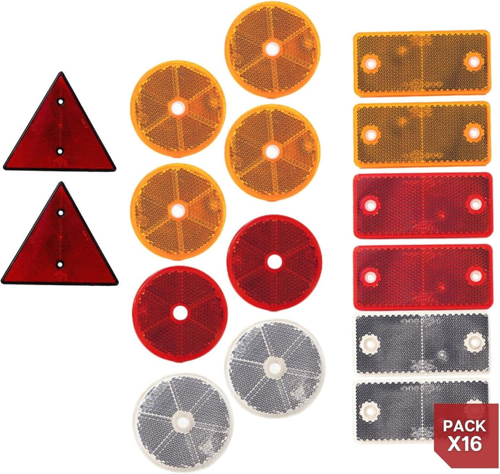 DOJA Barcelona | Anhänger Reflektor Rund, Rechteckig, Dreieck Mix Universal | Pack 16 | Anhänger Bel