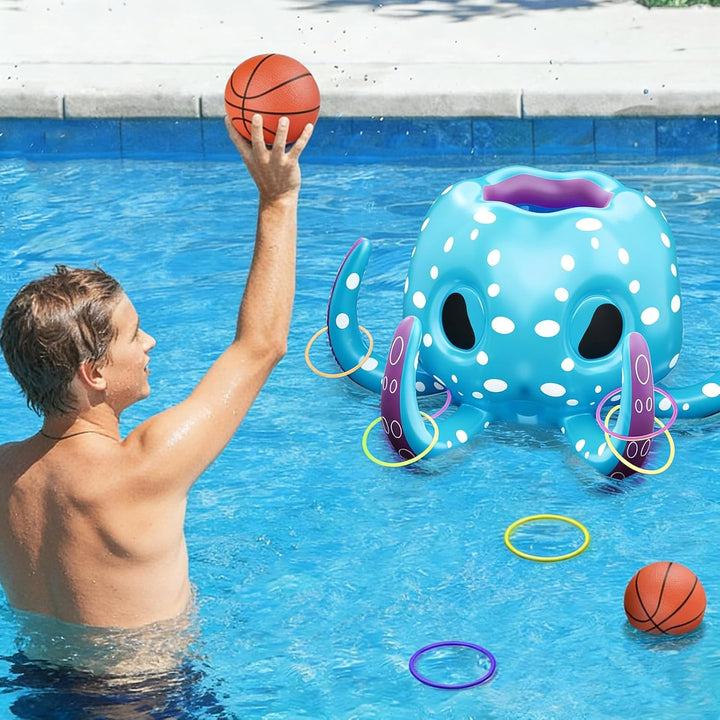 Pool-Basketballkorb,Schwimmender Basketballkorb,Pool Spielzeug,Schwimmbad Spielzeug,Ringwurfspiel,Au