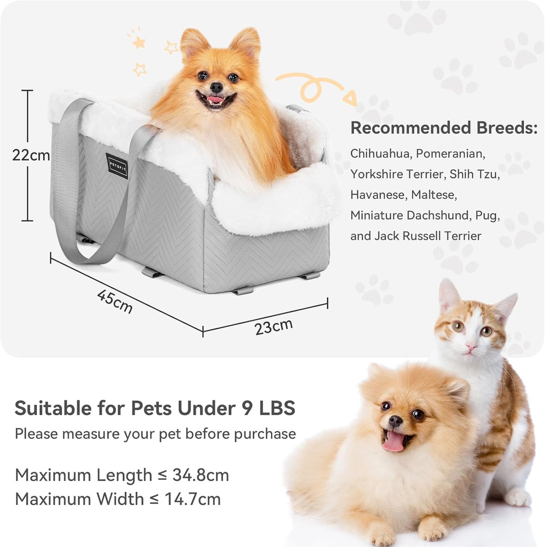 PETS FITHunde Mittelkonsole Auto, Autositz für kleine Hunde mit verbesserten Sicherheitsgurten, wasc