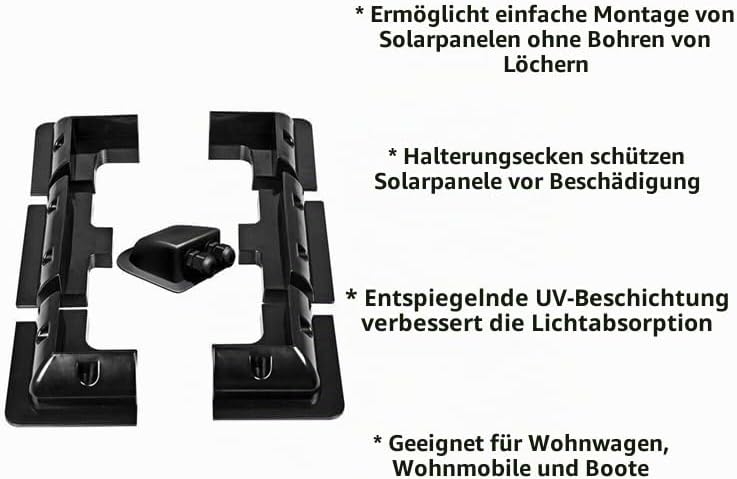 Baotkere Solar Panel ABS Montagehalterung, 7 Stcs Bohrer Eckschutzkit mit Kabeleingangsdrüse, Verwen