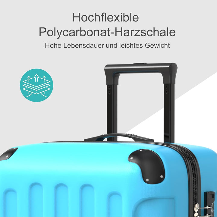Voyagoux Kofferset 3 teilig - 14L, 35L & 72L, Hartschalenkoffer Set, TSA-Schloss, ABS, 4X 360° Rolle