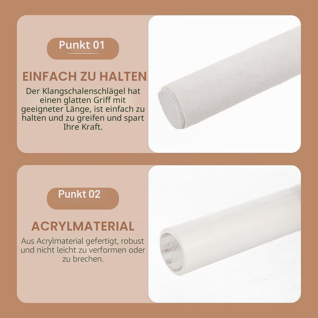 Abaodam Kristall-Klangschalen-Schlägel-Set Mit Aufbewahrungstasche Durchsichtiger Acryl-Schlägel Kla