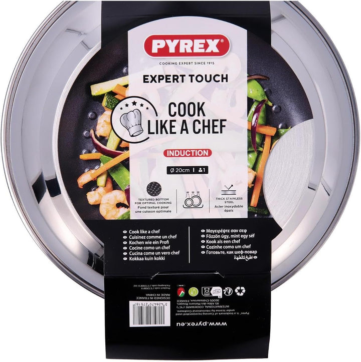 Pyrex Expert Bratpfanne aus Edelstahl, Stahl, Mehrfarbig (Schwarz/Grau), 0 cm 24 cm Mehrfarbig (Schw