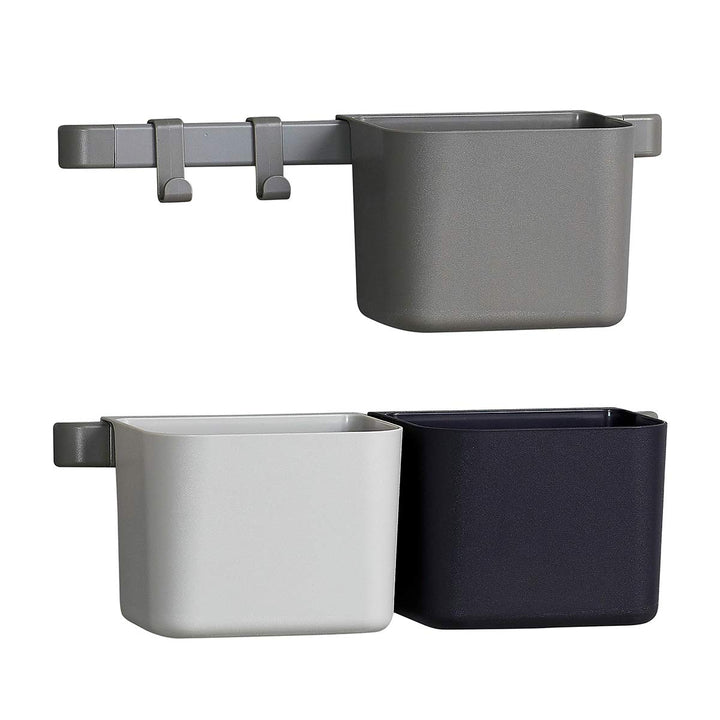 Leander Organisationselemente 3 Stück Boxen, 2 kurze Schienen, 2 Haken, Farbe dusty grey