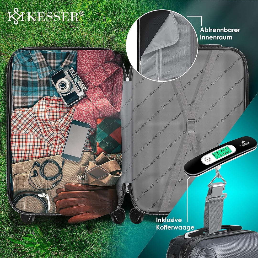 KESSER® Reisekoffer Hartschalen-Koffer Inkl. Kofferwaage + Gepäckanhänger Trolley Gepäck Rollkoffer