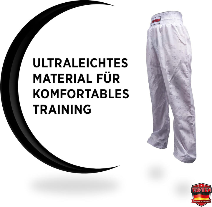 TOP TEN Kickboxhose „Classic“ L Weiss - Weiss, L Weiss - Weiss