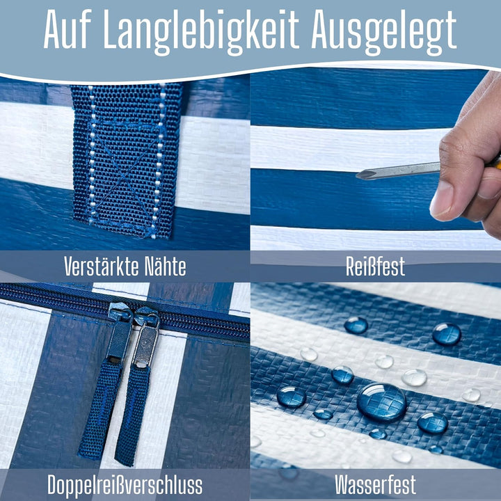 VENO 87 Liter extra grosse Umzugstaschen mit Rucksackgurten, Umzugshelfer, starke Griffe und Reissve