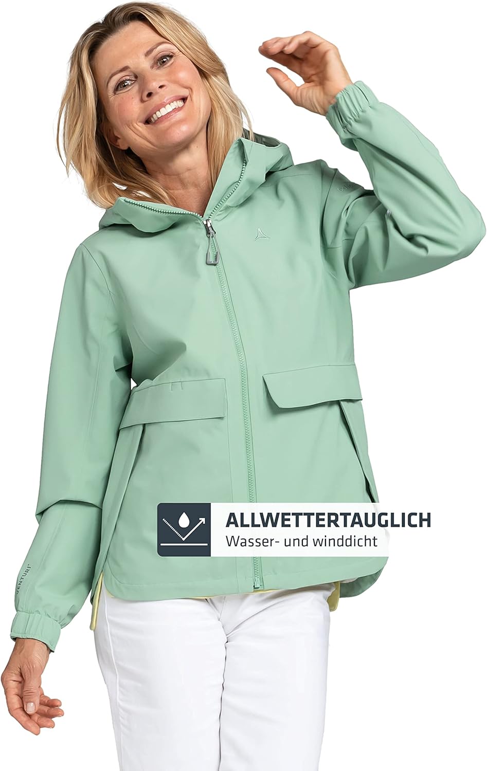 Schöffel Damen Jacket Lausanne L, Funktionsjacke mit Kapuze, wasserdichte Übergangsjacke mit Pack-Aw
