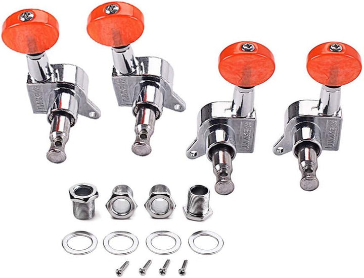 Alnicov Ukulele Tuning Pegs Machine Heads,2R 2L With Red Tuning Peg Button