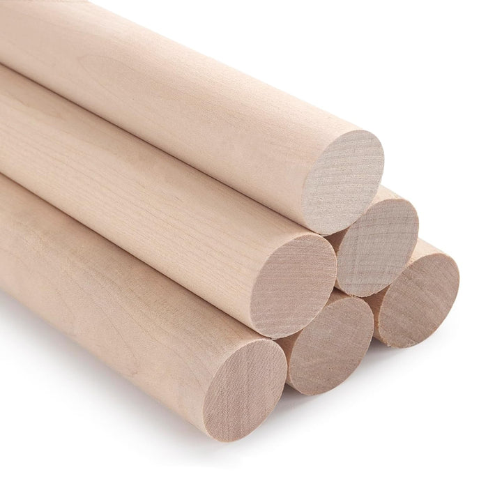 Natürliche Rundstab Holz Holzstäbchen 6 Stück Holzdübel zum Basteln, 2.5 cm x 30 cm runde Makramee-H
