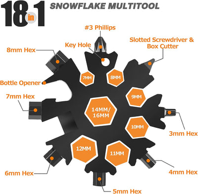 WayinTop Werkzeug Geschenke für Männer, 37 in 1 Taschenwerkzeug Multi-Tool Hammer mit Schneeflocken