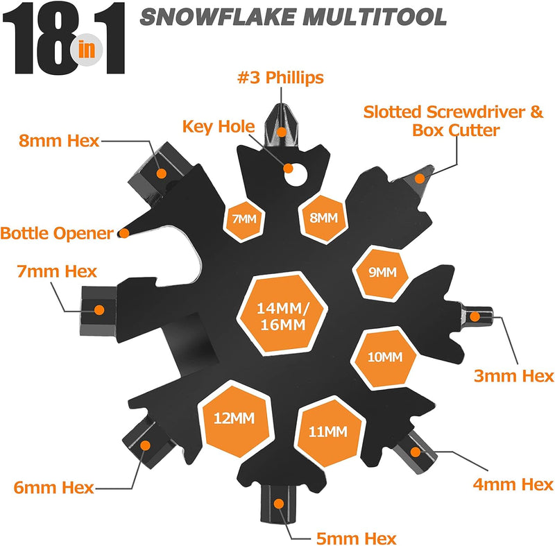 WayinTop Werkzeug Geschenke für Männer, 37 in 1 Taschenwerkzeug Multi-Tool Hammer mit Schneeflocken