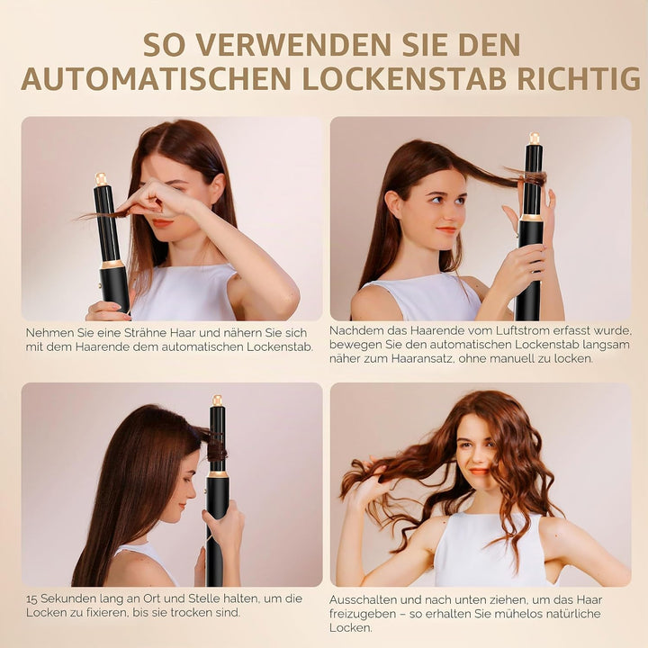 Hairstyler 5 in 1, Hair Styler Set, Airstyler 5 in 1, Haar Styler mit Automatischer Luft Lockenstab,