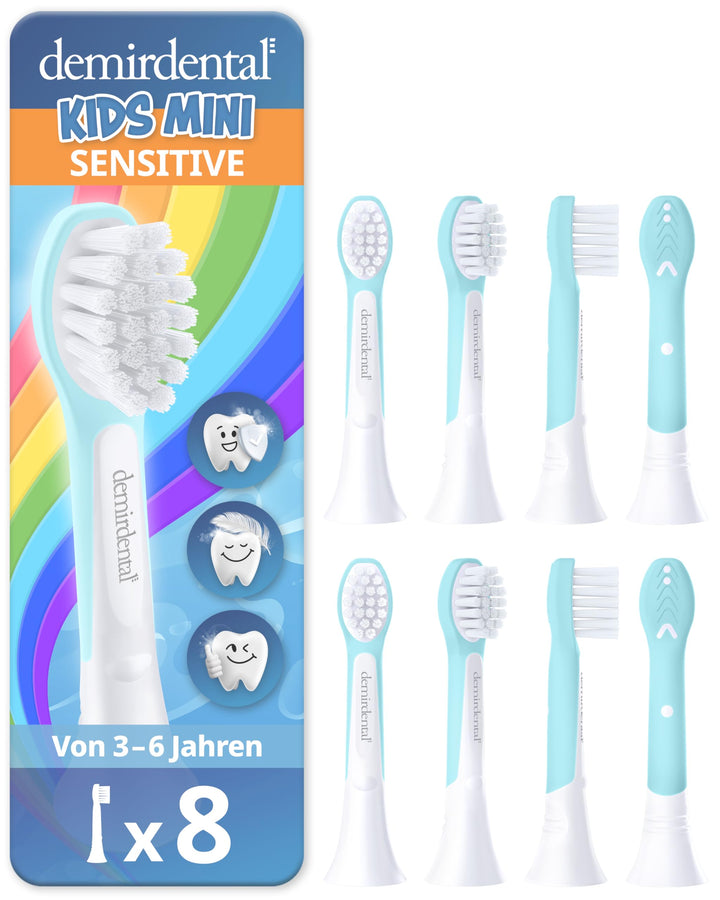 demirdental Kinder Ersatzbürsten passend für Philips Sonicare Kids, Compact Mini Bürstenköpfe für 3-