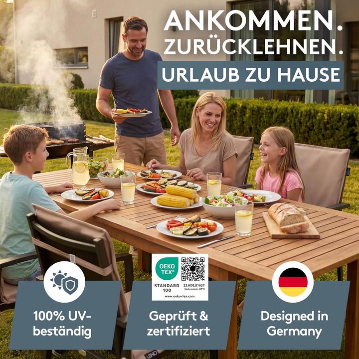 LILENO HOME Gartenstuhl Auflagen [2er Set - Niedriglehner] in Taupe - Bequeme Liegen als Sitzauflage