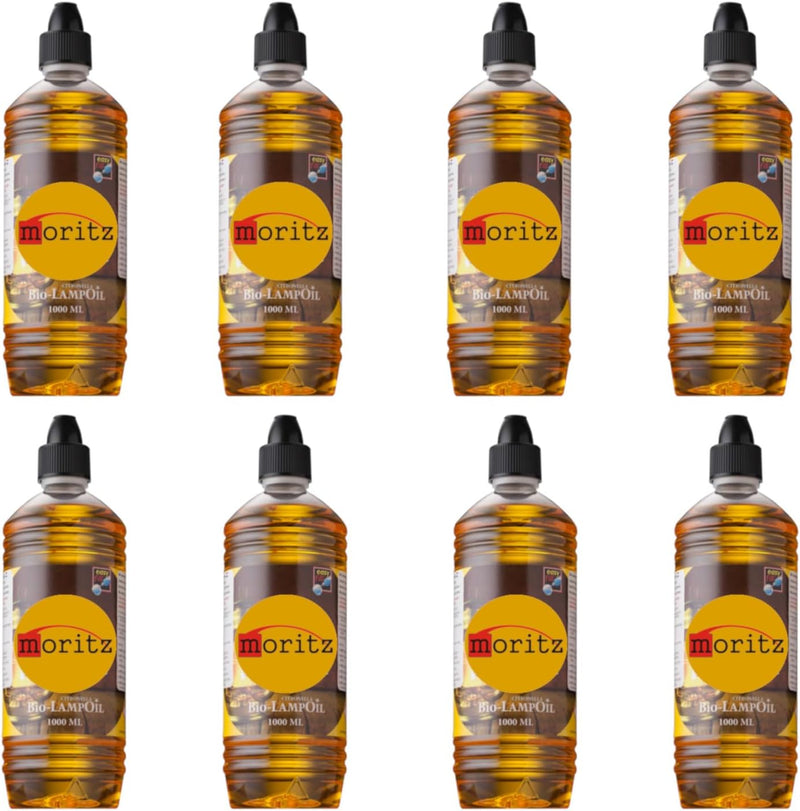 8 x 1000 ml Moritz Bio Lampenöl Citronella für Fackeln Öllampen Sturmlaternen Wandfackeln, 8