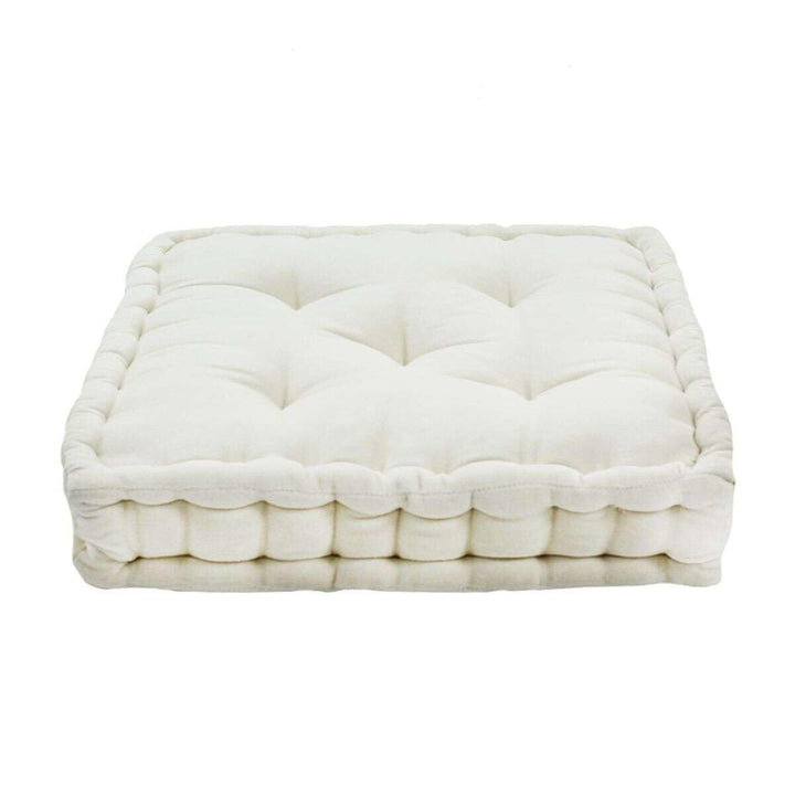 Thedecofactory Arthur Sitzsack Boxspringbett, Velours, Baumwolle, Ecru, 40 x 40 x 8 cm