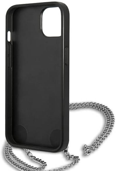 KARL LAGERFELD Leder Strukturiert und Kette – iPhone 13 Hülle (Schwarz)