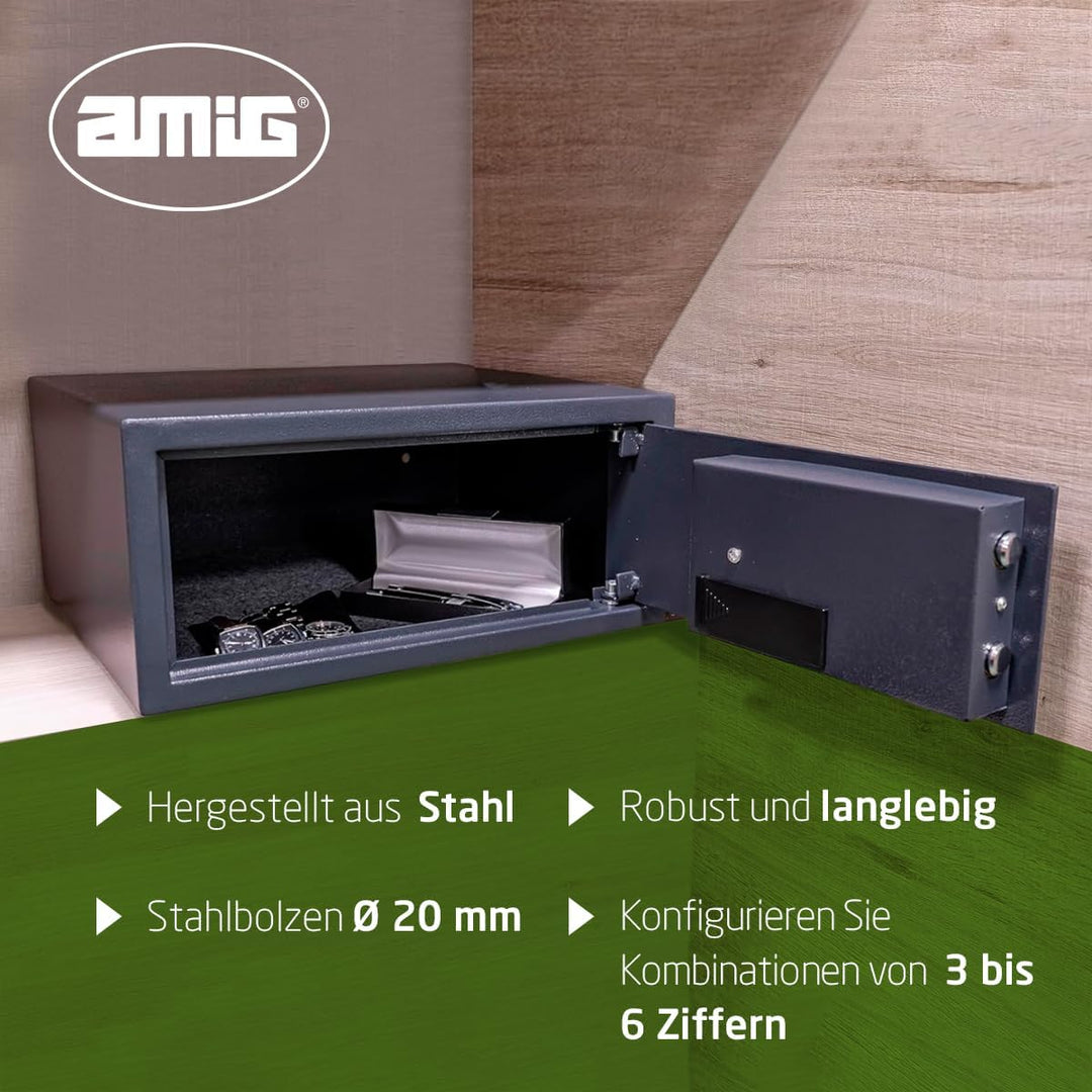 Amig - Tresor mit LED-Display | mit motorisiertem elektronischem Öffnungssystem | Safe zur Aufbewahr