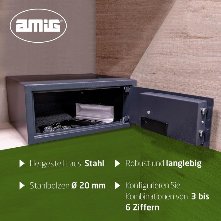 Amig - Tresor mit LED-Display | mit motorisiertem elektronischem Öffnungssystem | Safe zur Aufbewahr