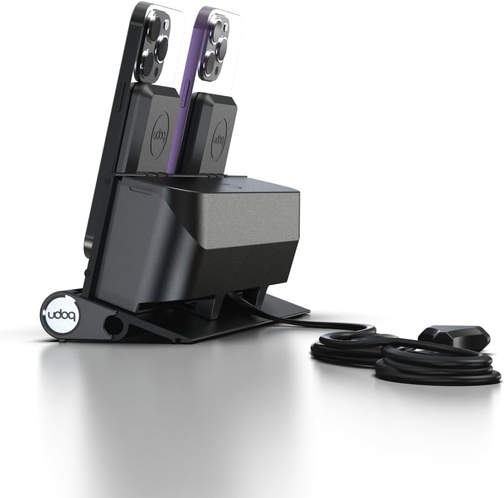 udoq 250 Ladestation für iPhone und AirPods, hochwertiges Design 4mm Aluminium, Lightning Kabel, dun