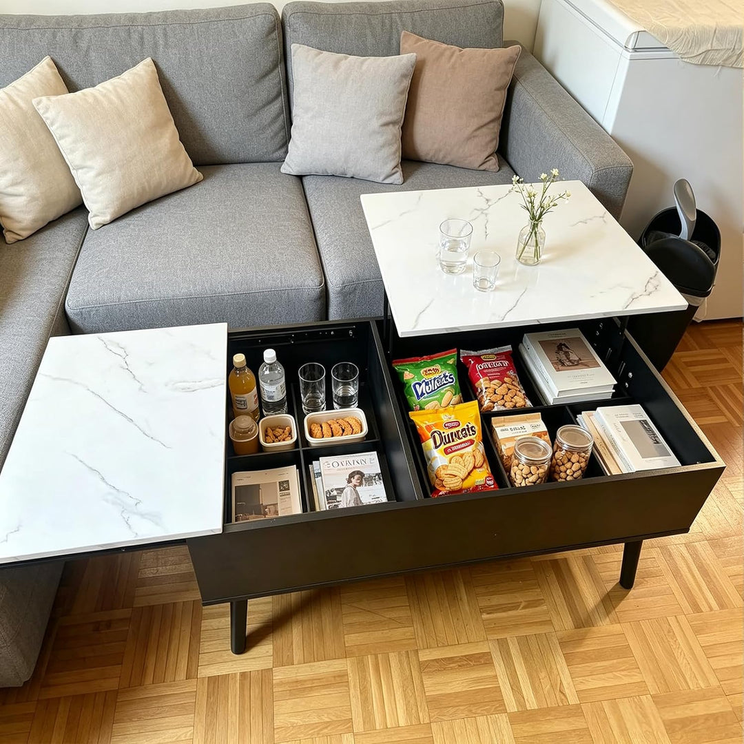 JanflyHome Höhenverstellbarer Couchtisch, Couchtisch, Hubplatte Couchtisch, Couchtisch mit Schiebepl