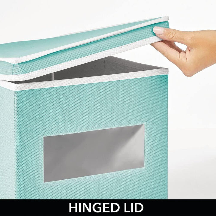 mDesign Stoffbox – praktische Aufbewahrungsbox mit Klappdeckel für Schlaf-, Wohn- oder Badezimmer –