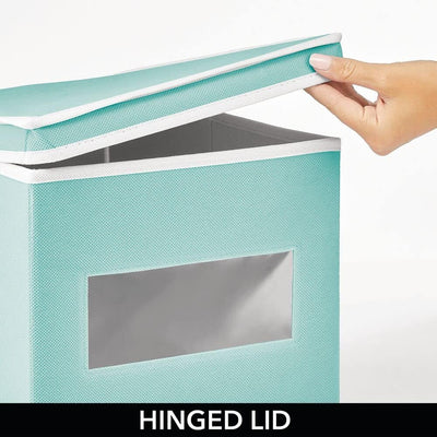 mDesign Stoffbox – praktische Aufbewahrungsbox mit Klappdeckel für Schlaf-, Wohn- oder Badezimmer –
