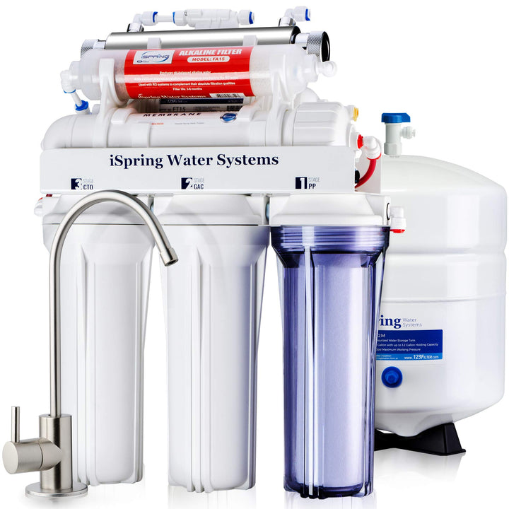 iSpring RCC7AKUV 7 Stufiges Umkehrosmoseanlage Trinkwasser Filtersystem, mit alkalischem Remineralis