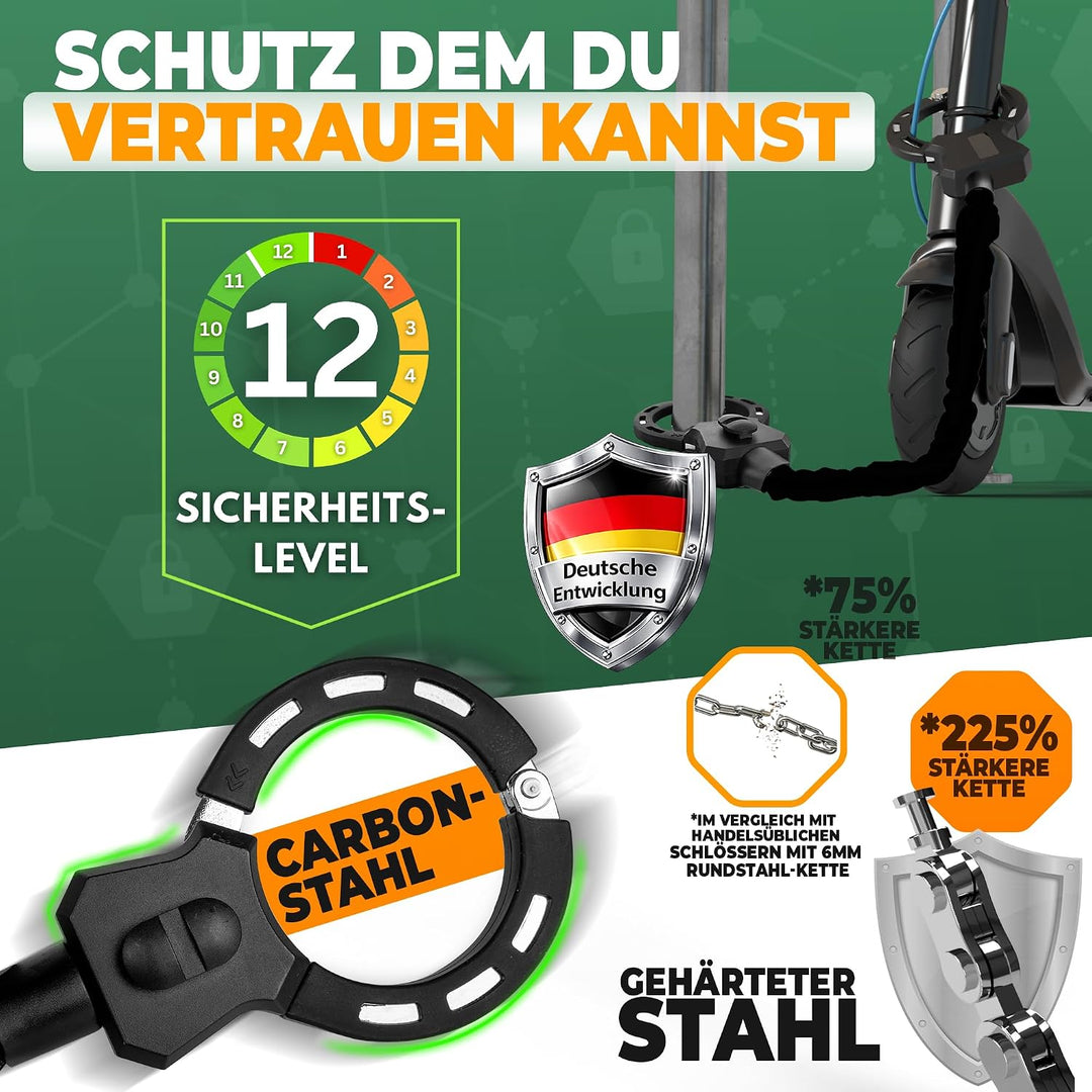 MIVELO E-Scooter Schloss extra sicher - Gelenkkettenschloss I Handschellenschloss für Elektroroller