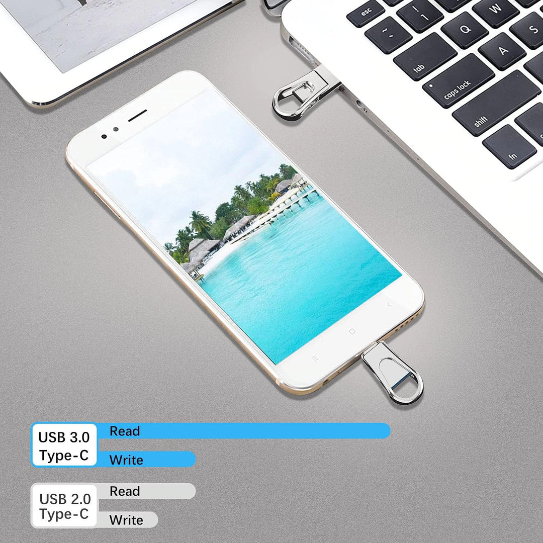 RAOYI USB C Stick 128GB Mini USB 3.0 & Type C 2-IN-1 OTG Flash Laufwerk Dual USB C Speicherstick Met