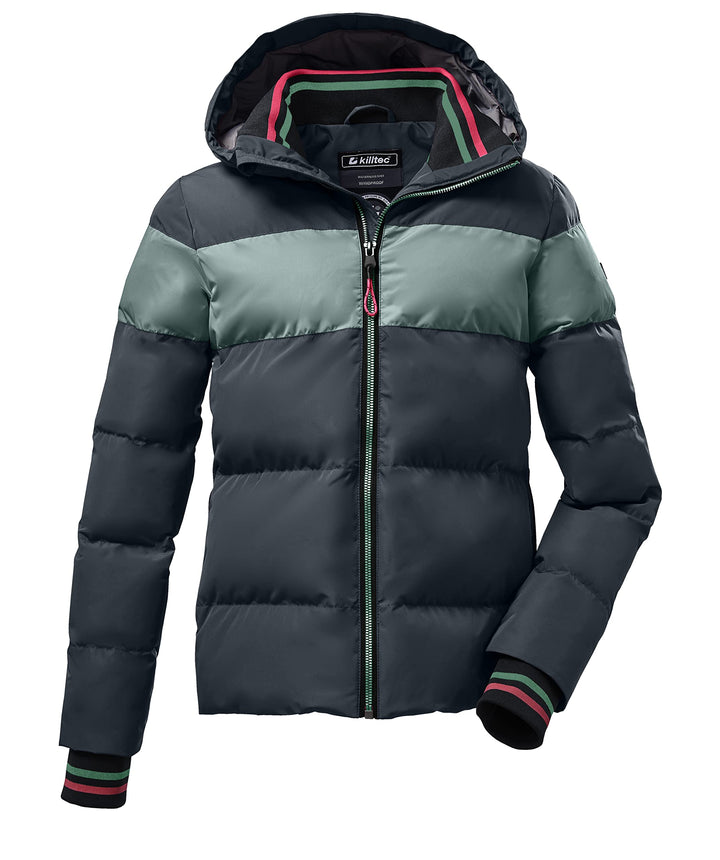 Killtec Mädchen Kow 192 Grls Qltd Jckt Winterjacke/Jacke in Daunenoptik mit Kapuze 128 dunkel aquave