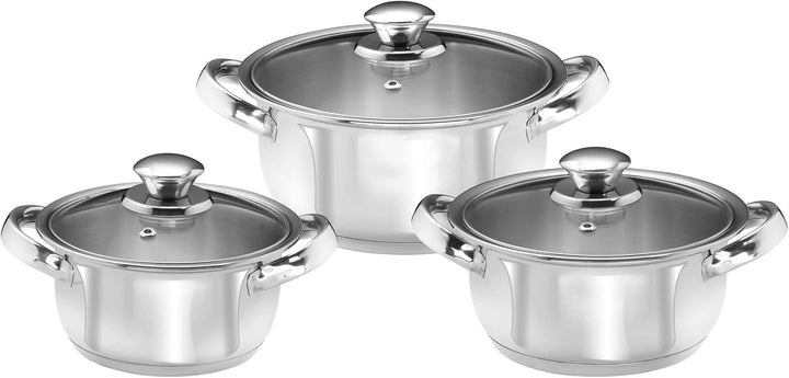 King T2252S Kochtopfset Trio mit Deckel, Edelstahl, 16, 18 und 20 cm, 3-teilig