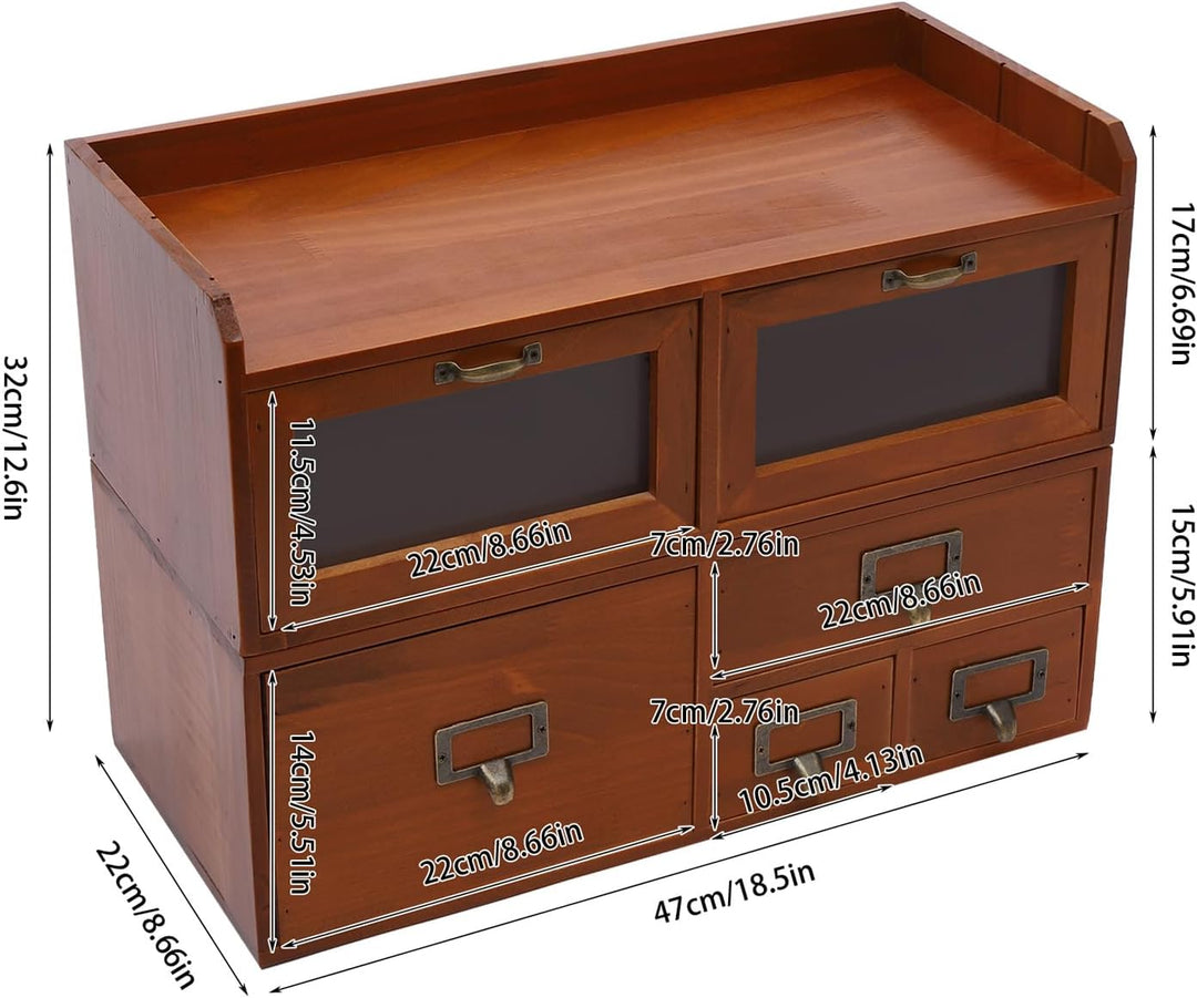 Mini Kommode mit 6 Schubladen, Vintage Schubladenbox Holz Apothekerschrank Organizer Desktop Storage