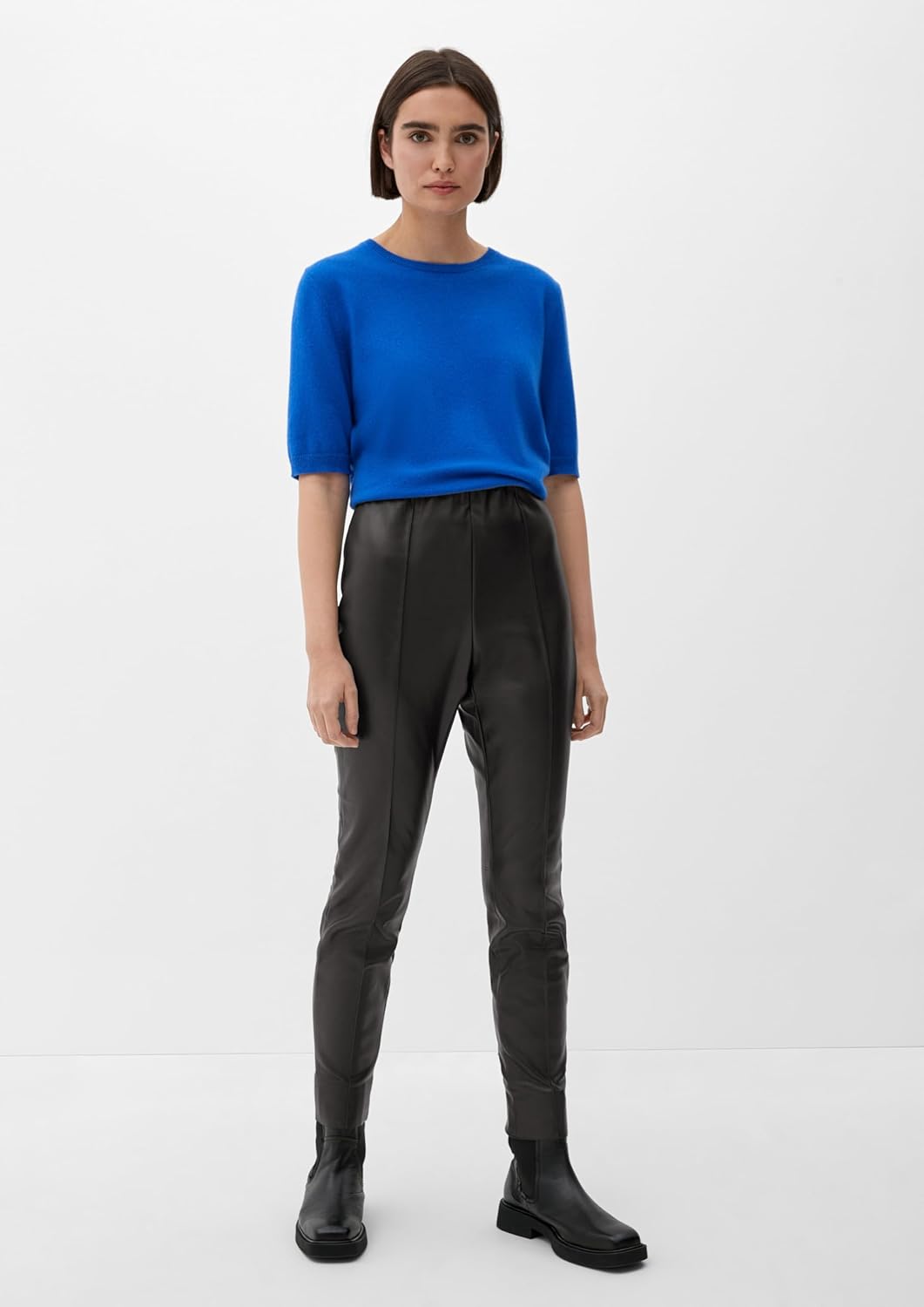 s.Oliver BLACK LABEL Damen Skinny: Leggings aus Lederimitat 36 Schwarz 9999, 36 Schwarz 9999