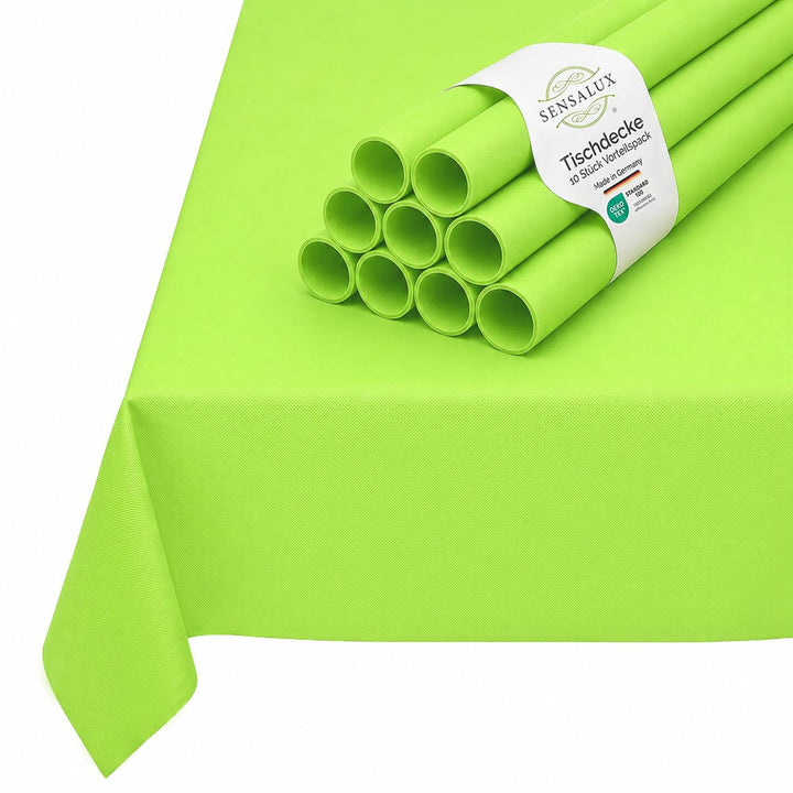 Sensalux Tischdecke, abwaschbar, Vorteilspack, 10 Stück, 1m x 2,5m, Apfelgrün 1m x 2,5m Apfelgrün, 1