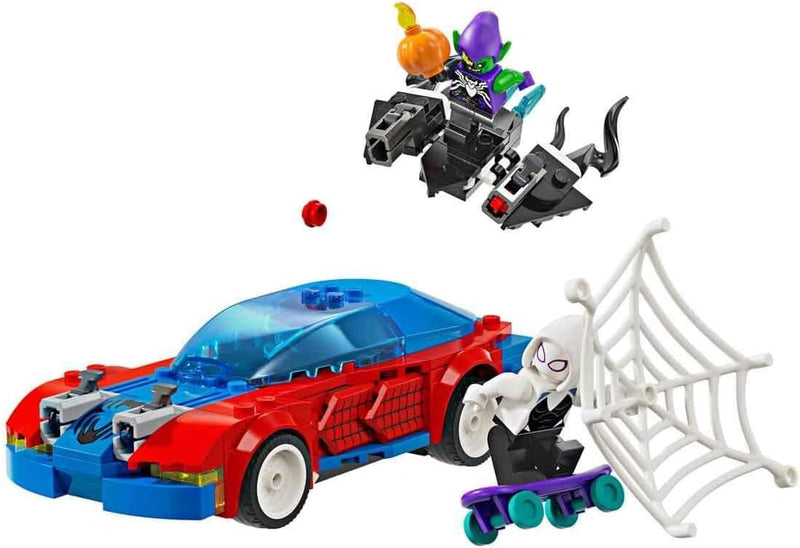 Lego Marvel Spider-Mans Rennauto & Venom Green Goblin, Spidey-Spielzeug für Rollenspiele mit Superhe