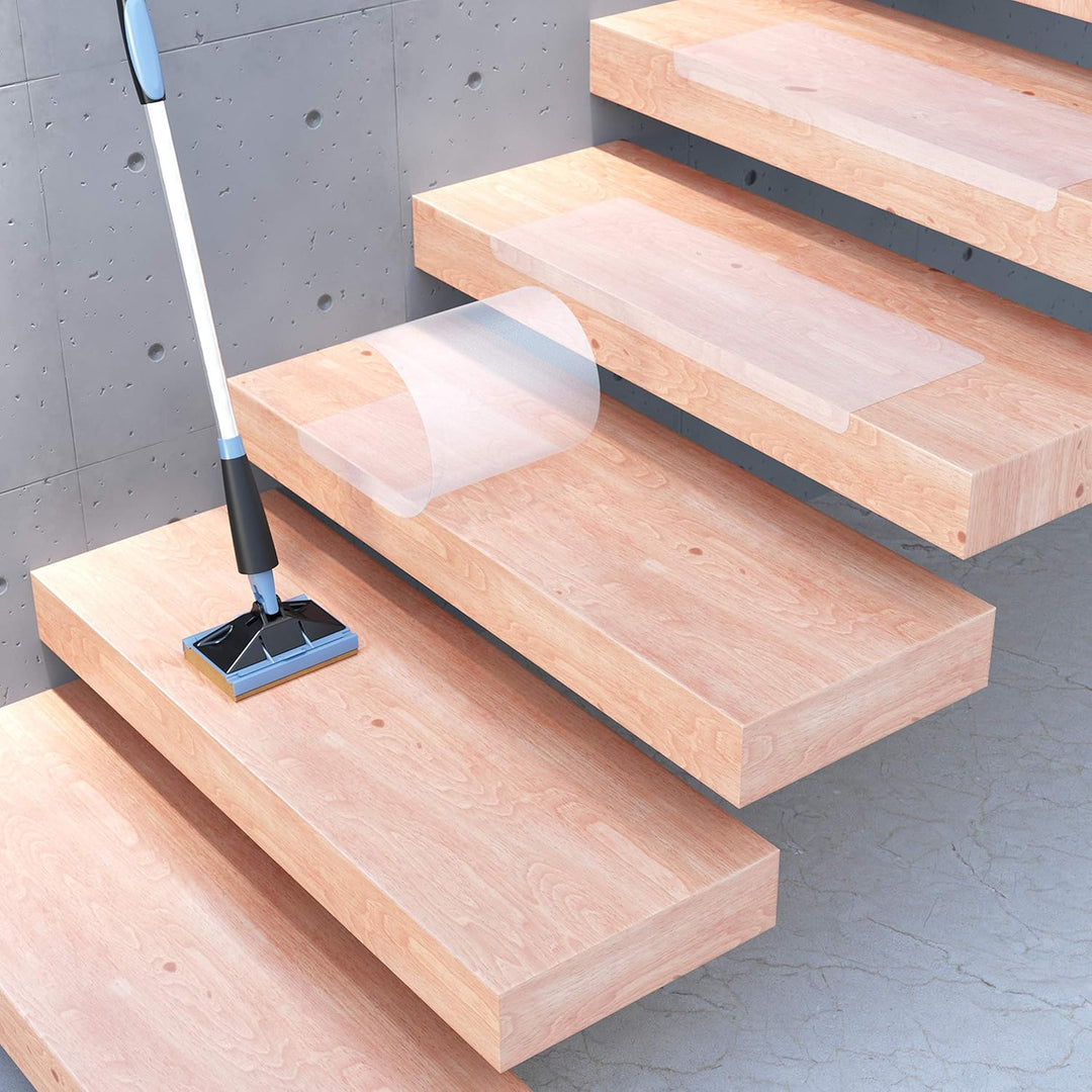Sossai 13 x Stufenmatte Stair Protect | 25 x 65 cm | transparent und selbstklebend | Treppenschutz (