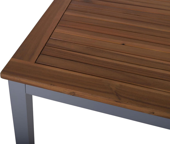 Villana Esstischgarnitur, Silber/schwarz, Alu/FSC-Akazienholz, Gartentisch 150x90cm, 6 Multiposition