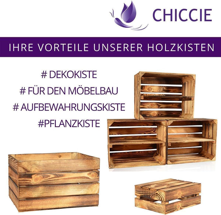 Geflammte Obstkiste - 50x40x15cm Holzkiste Weinkiste Apfelkiste Dekokiste 50x40x15cm Hell Geflammt 1