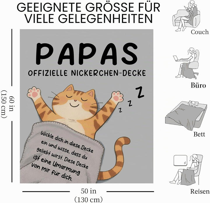 Amorea Papas offizielle Nickerchen-Decke Lustige Decke für Papa Geburtstag Vatertag Kuscheldecke Ges