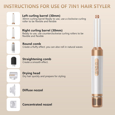 TANSHINE 7 in 1 Hairstyler,110000 RPM High-Speed Ionic Haartrockner für Schnelles Trocknen,Auto Wrap