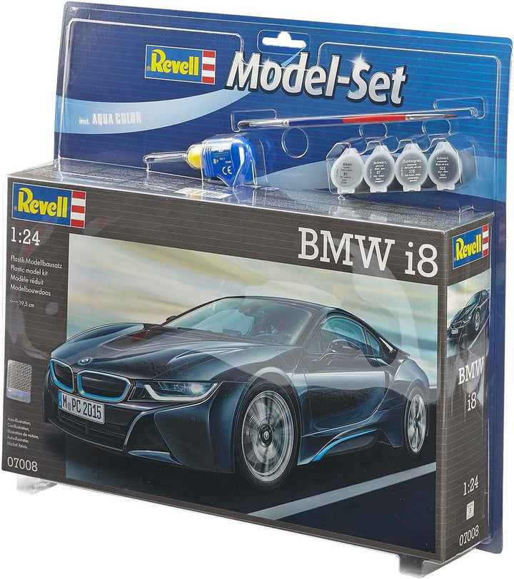 Revell Modellbausatz Auto 1:24 - BMW i8 im Massstab 1:24, Level 4, originalgetreue Nachbildung mit v