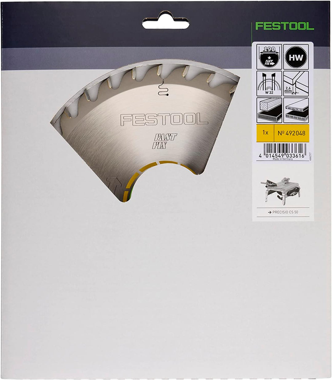 Festool Kreissägeblatt HW 190x2,6 FF W32 WOOD UNIVERSAL, 190x2,6 FF W32