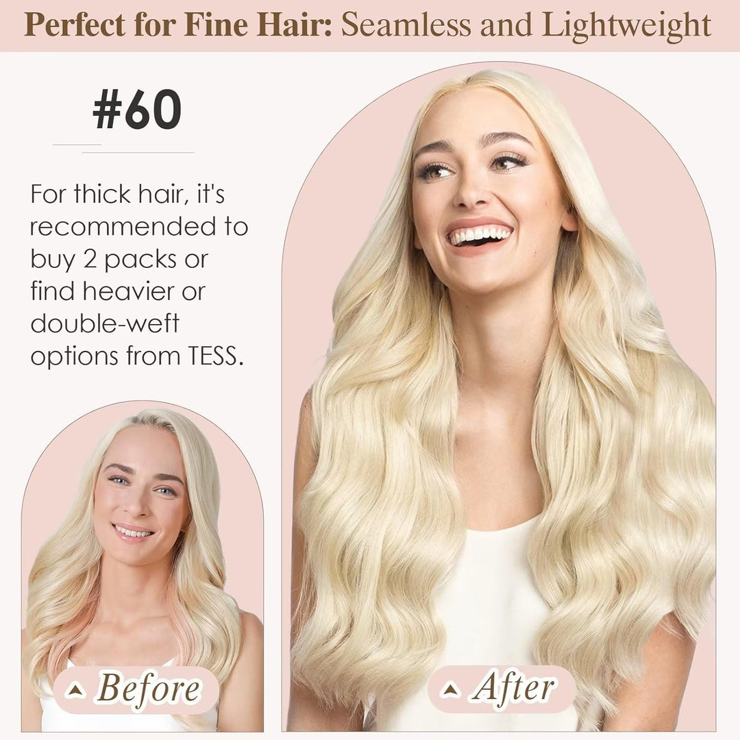 TESS Clip in Extensions Echthaar, 8pcs Clip in Haarverlängerung Remy Echt Haare Natürliche 18 Clips