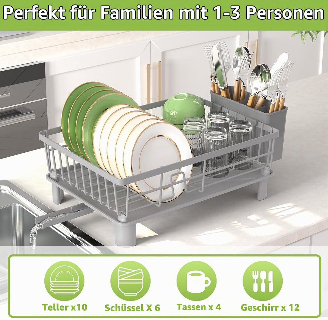 Abtropfgestell Geschirr Klein,Geschirrabtropfgestell mit Abtropfschale,Edelstahl Geschirr Abtropfstä